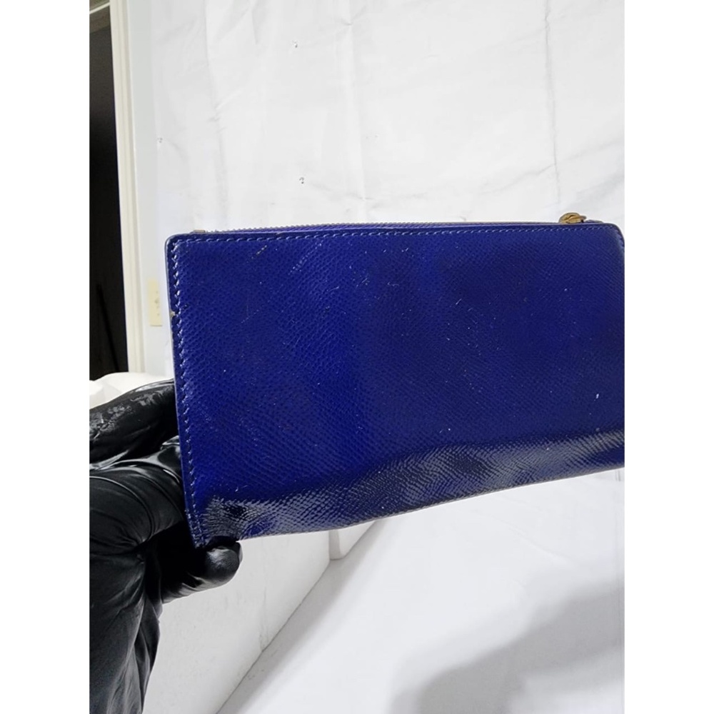 Authentic BURBERRY Patent Constantine Continental Wallet Blue - Picture 13 of 14